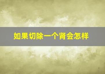 如果切除一个肾会怎样