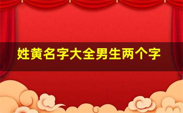 姓黄名字大全男生两个字