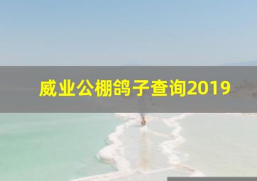 威业公棚鸽子查询2019