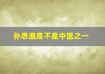 孙思邈是不是中医之一