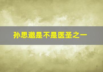 孙思邈是不是医圣之一