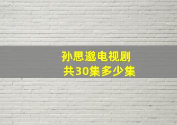 孙思邈电视剧共30集多少集