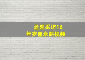 孟超采访16年岁崔永熙视频