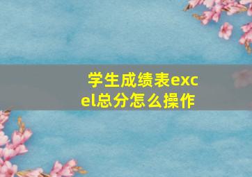 学生成绩表excel总分怎么操作