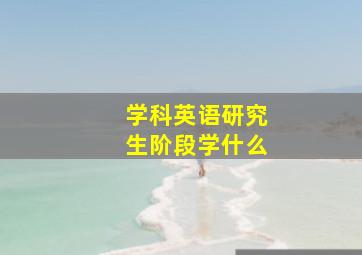 学科英语研究生阶段学什么