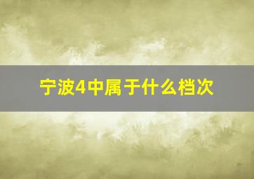 宁波4中属于什么档次