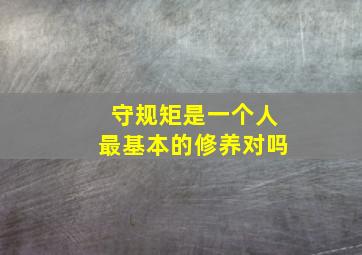 守规矩是一个人最基本的修养对吗