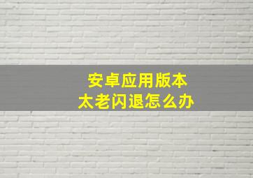 安卓应用版本太老闪退怎么办