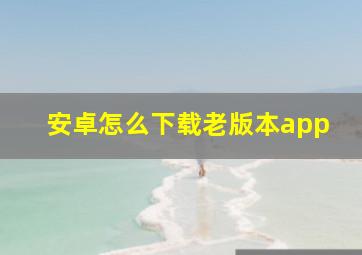 安卓怎么下载老版本app