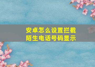 安卓怎么设置拦截陌生电话号码显示