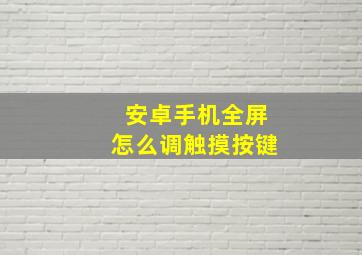 安卓手机全屏怎么调触摸按键