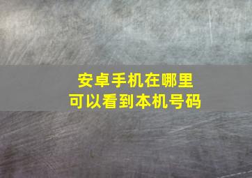 安卓手机在哪里可以看到本机号码