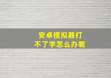 安卓模拟器打不了字怎么办呢