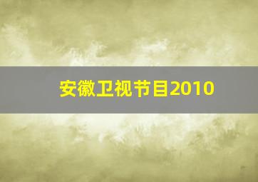 安徽卫视节目2010