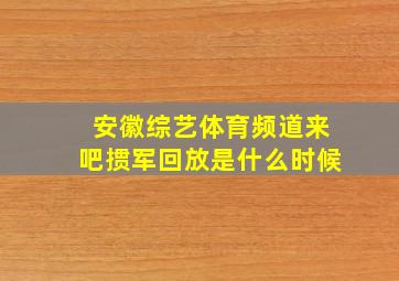 安徽综艺体育频道来吧掼军回放是什么时候