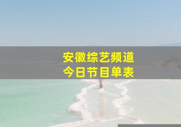 安徽综艺频道今日节目单表