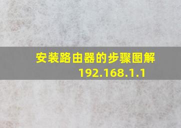 安装路由器的步骤图解192.168.1.1