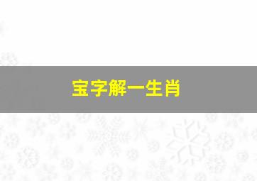 宝字解一生肖