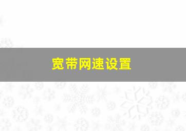 宽带网速设置