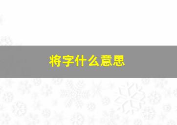 将字什么意思