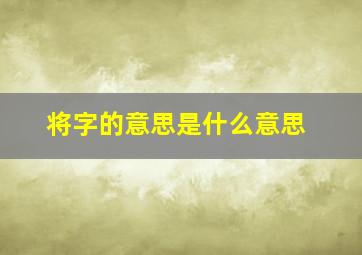 将字的意思是什么意思