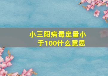 小三阳病毒定量小于100什么意思