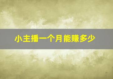 小主播一个月能赚多少