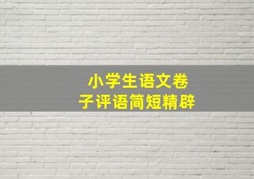 小学生语文卷子评语简短精辟