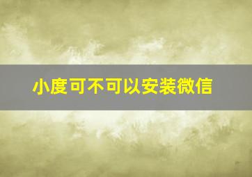 小度可不可以安装微信