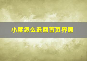 小度怎么退回首页界面