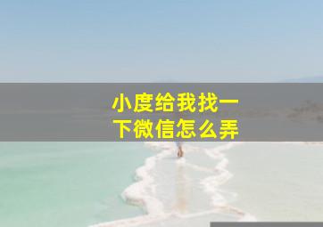 小度给我找一下微信怎么弄