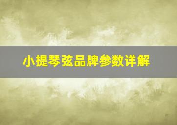 小提琴弦品牌参数详解