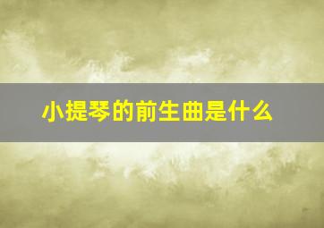 小提琴的前生曲是什么