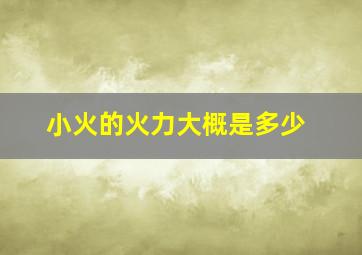 小火的火力大概是多少