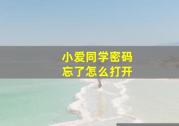 小爱同学密码忘了怎么打开