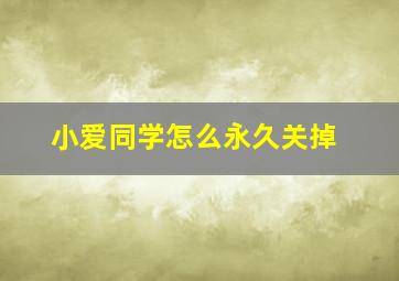 小爱同学怎么永久关掉