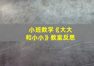 小班数学《大大和小小》教案反思