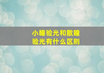 小瞳验光和散瞳验光有什么区别