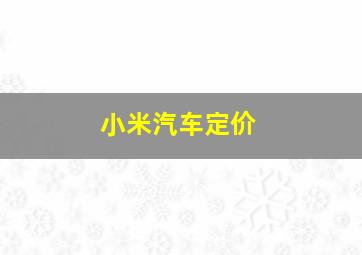 小米汽车定价