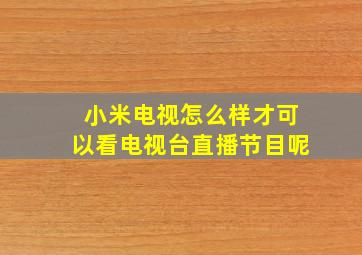 小米电视怎么样才可以看电视台直播节目呢