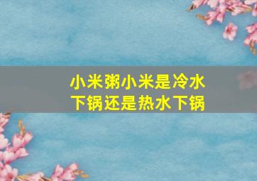 小米粥小米是冷水下锅还是热水下锅