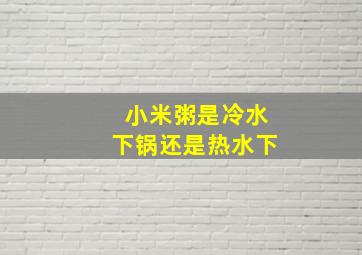 小米粥是冷水下锅还是热水下