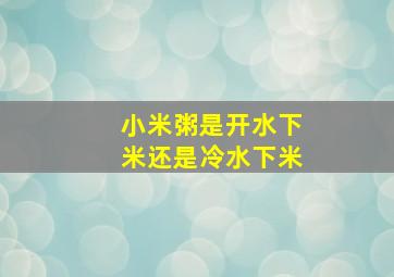 小米粥是开水下米还是冷水下米