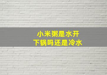 小米粥是水开下锅吗还是冷水