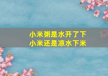 小米粥是水开了下小米还是凉水下米