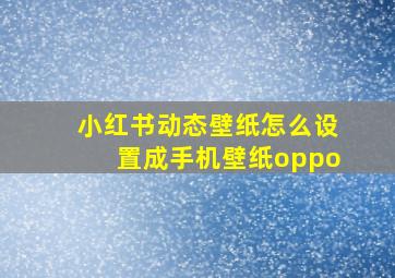 小红书动态壁纸怎么设置成手机壁纸oppo