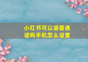 小红书可以语音通话吗手机怎么设置