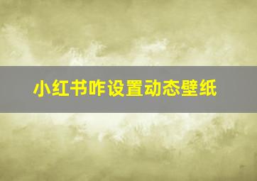 小红书咋设置动态壁纸