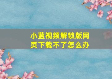 小蓝视频解锁版网页下载不了怎么办