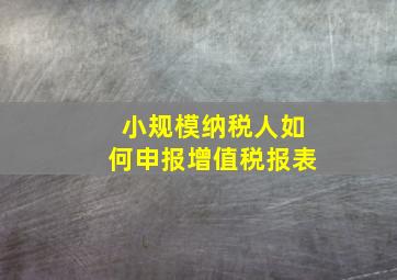 小规模纳税人如何申报增值税报表